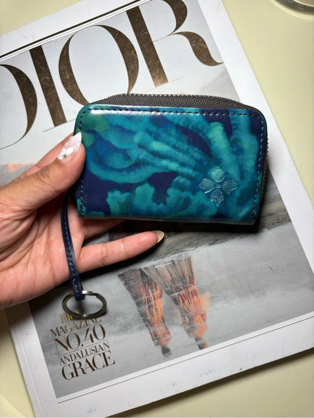 Patricia Nash leather coin purse keychain